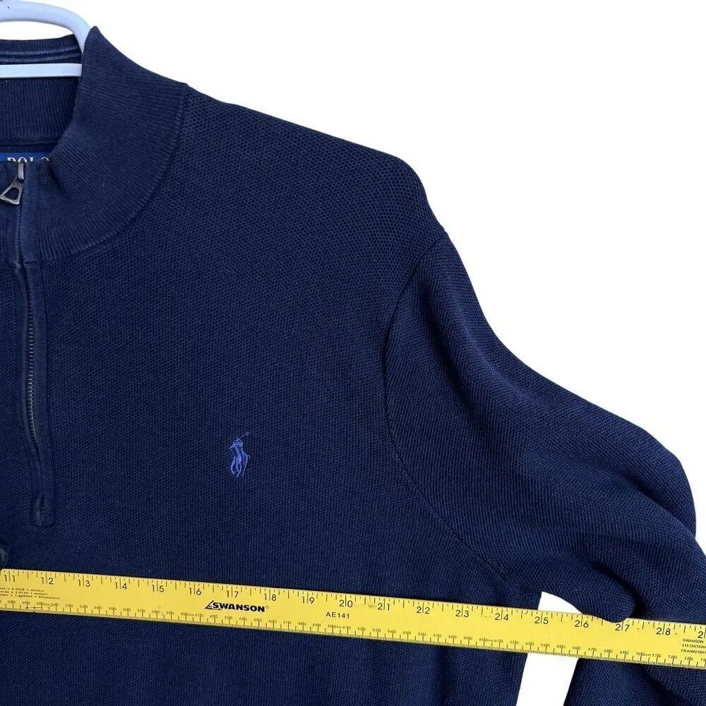 Polo Ralph Lauren Mens 3XB Navy 1/4 Zip Pullover Sweater Quiet Luxury Minimalist
